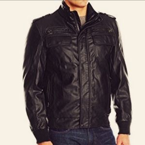 Black Faux Calvin Klein Leather Jacket